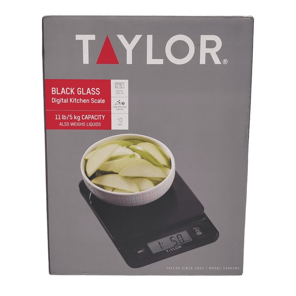 TAYLOR Usa Kitchen Scale Digitial Black Glass 11 lb 5280385 NEW
